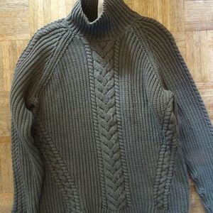 LULULEMON KHAKI COWL NECK KNIT SWEATER